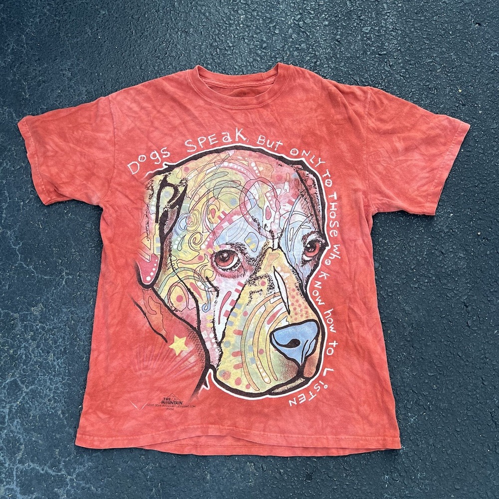 The Mountain Mens Tie Dye T Shirt Size Medium Psychedelic Dog Dogs Speak